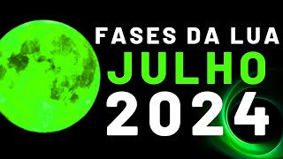 🌙 Fases da Lua JULHO 2024  Calendário Lunar JULHO 2024  Qual a Lua Hoje [upl. by Vowel273]