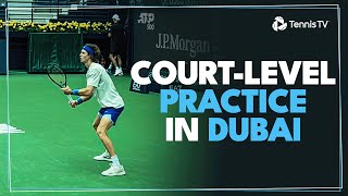 Rublev Murray Hurkacz amp More CourtLevel Tennis Practice In Dubai [upl. by Euqinu]