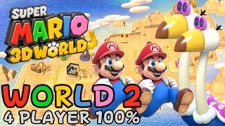 Super Mario 3D World  World 2 4Player 100 walkthrough [upl. by Innoc]