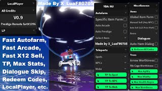 YBA NU OP Script  Fast Autofarm X12 Sell Arcade Upgrade Teleport Redeem etc [upl. by Spiegleman]