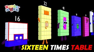 NUMBERBLOCKS Sixteen Times Table 1 to 100 [upl. by Darcey]