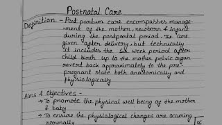 Postnatal careObjectivevisitExerciseIronampfolic acidFamily planningComplicationsnewborn care [upl. by Ingmar]