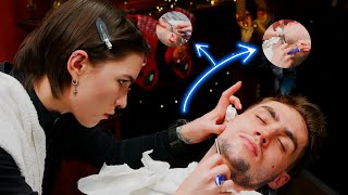 Extremely Close Shave Put Me to Sleep Right Away  ASMR LADY BARBER March [upl. by Arlana]