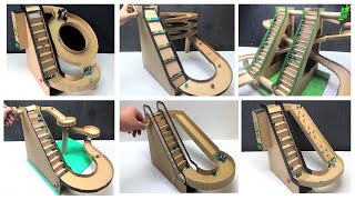 How to make Marble Run with escalator out of cardboard Compilation [upl. by Brawner115]