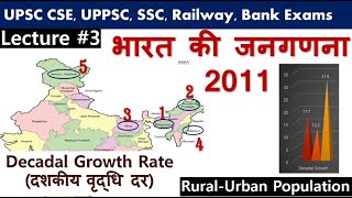 Decadal Growth Rate दशकीय वृद्धि दर  Census of India 2011 [upl. by Nahtnanhoj]