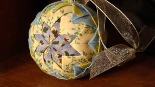 Quilted Christmas Ornament No Sew  Folded Fabric Balls [upl. by Morganica]