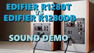 Edifier R1280DB vs Edifier R1280T  Sound Demo w Bass Test [upl. by Eissej728]