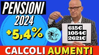 PENSIONI ❗️AUMENTI 2024 al 54  TABELLE IMPORTI di TUTTE LE FASCE [upl. by Gerdeen]