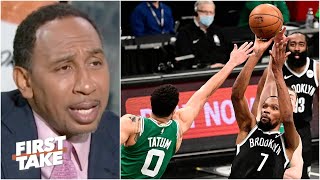 Stephen A reacts to Nets vs Celtics Game 1 Boston cant stop the Big 3  First Take [upl. by Elauqsap]