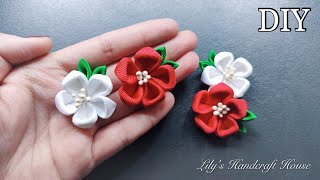 DIY grosgrain ribbon flower Easy making 手作髮飾MkFlor de fita [upl. by Yert530]