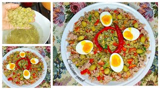 سلاطة عدس تونسية وجبة كاملة متكاملة من اسهل ما تحضرو ومن ابن ما تاكلو تحضر في 10دقايق Salade [upl. by Cardie]