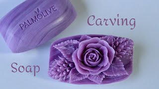 SOAP CARVING  Soap Flower  Relaxing to Make and See [upl. by Lyrpa]