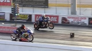 Harley runs 104  128 MPH vs Street Bike Drag Racing 14 Mile [upl. by Atsok]