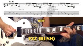 YYZ Rush GUITAR LESSON with TAB  MAIN RIFF [upl. by Gereld906]