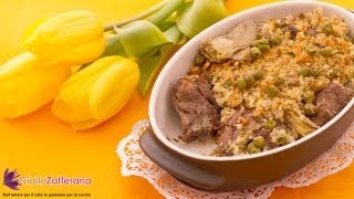 Lamb with artichokes and peas au gratin  recipe [upl. by Dlorej]