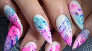 Alcohol Ink Marble NailsAcrylic Nailsgel Polish Nails [upl. by Ttehr721]