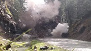 200ton rock blown up on Oregon highway [upl. by Cathey241]