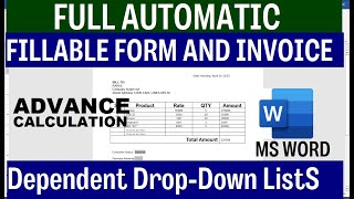 Create Dependent DropDown List in Word  Fillable Forms Microsoft Word [upl. by Cari]