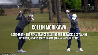 Collin Morikawa Golf Swing Long Iron DTL amp FO Genesis Scottish Open North Berwick UK July 2022 [upl. by Arvonio]