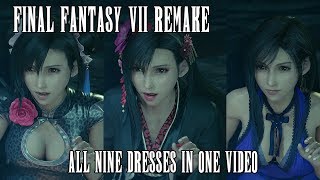 All 9 Dresses in 4K  One Uninterrupted Cut  Final Fantasy 7 REMAKE  SPOILERS [upl. by Teirrah]