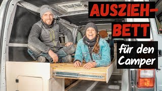 Ausziehbett im Camper mit Schwerlastauszügen  Wohnmobil Selbstausbau  Vito Camper Ausbau [upl. by Bonis]