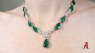 18k White Gold Natural Emerald And Diamond Necklace 5158ctw Alighieris Auction House [upl. by Annahgiel]