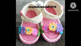 crochet beautiful girl shoes and hairbandcrochetworld handmade crochet [upl. by Kitchen]