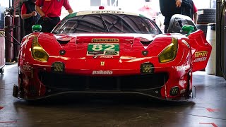 FERRARI 488 GT3 de CARRERAS y el COCHE de FERNANDO Alonso en Daytona 24h  Dani Clos [upl. by Newsom]