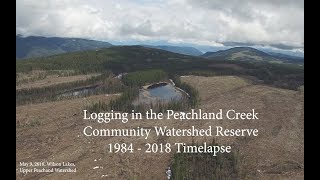 Logging in the Peachland Creek Community Watershed Reserve Timelapse 1984  2018 [upl. by Kcinom]