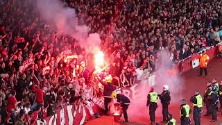 UNSEEN KOLN FANS  FIGHT WITH ARSENAL STEWARDS [upl. by Enelhtac]