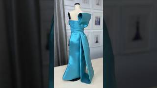 Draping a Turquoise Silk Zibeline Gown with Dramatic ObiBack Bow [upl. by Monte]