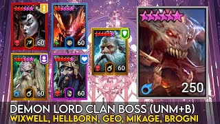 UNM Clan Boss  Wixwell Hellborn Geomancer Mikage Brogni  Raid Shadow Legends Guide [upl. by Ralyks]