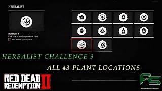 Red Dead Redemption 2  All 43 Plant Locations  Herbalist Challenge 9 [upl. by Yduj]