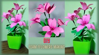 Diy 💯 thick foam sheet craft ideasartificial plans craft ideashow to make flower with foam ❤ [upl. by Ramaj]