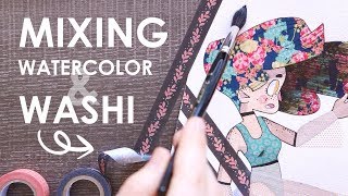 COMBINING ART MEDIUMS  Washi Tape and Watercolor Do they mix [upl. by Bekelja]