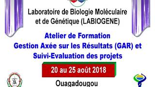 ATELIER DE FORMATION AU LABIOGENE  Gestion Axée sur les Résultats et Suiviévaluation des Projets [upl. by Lorollas]