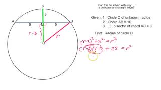 How do you find the radius given a chord and a perpendicular bisector [upl. by Trojan708]