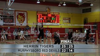 Herrin defeats Murphysboro in high school volleyball [upl. by Volding733]