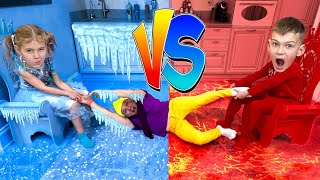 Hot vs Cold Challenge Childrens Songs and Videos [upl. by Nosmoht]