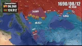 The Great Turkish War 1683 Every Day With Army Sizes Unit [upl. by Ybrik]