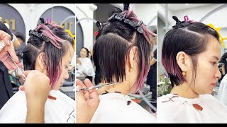 Creative Short Layered Bob Womens Haircut With Fringe Bangs amp Beautiful Pixie Bob Cuts [upl. by Utas]