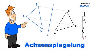 Achsenspiegelung mit Zirkel bzw Geodreieck [upl. by Eemak]