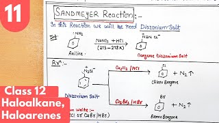 12 Sandmeyer reaction Balz schiemann reaction class12 preparation of Haloarenes Haloalkane [upl. by Lovmilla]