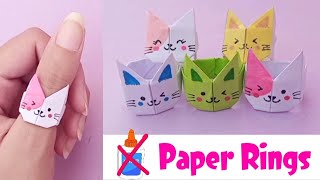 How to make Kawaii Paper Rings  DIY Origami Paper Rings  No glue Origami Rings [upl. by Ppilihp509]