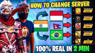 How To Change Server In Free Fire 😱🔥⚡  Free Fire Me Server Kaise Badle  Free Fire Server Change [upl. by Heloise144]