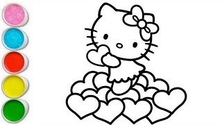 Hello Kitty Drawing Coloring Painting for Kids and Toddlers [upl. by Eseer935]