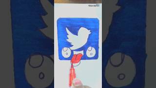 How to draw Twitter logocreative colormixingshorts satisfying painting drawing art viral [upl. by Magda419]