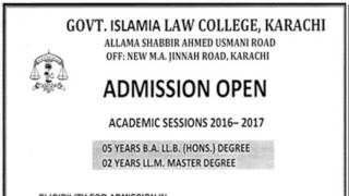 Govt Islamia Law College Karachi Admission Open [upl. by Ecirtaeb]