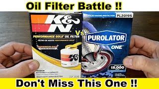 KampN HP2009 Oil Filter Cut Open vs Purolator One PL20195 Oil Filter Cut Open [upl. by Tebasile987]