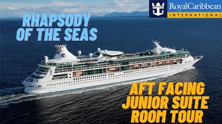 Royal Caribbean Rhapsody of the Seas AftFacing Ocean View Balcony Junior Suite Stateroom Tour [upl. by Wini]